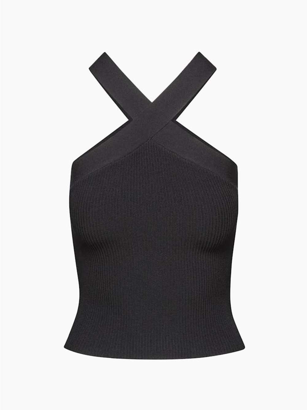 Aritzia Black Ribbed Cross-Halter Crop Top - Picture 7 of 14